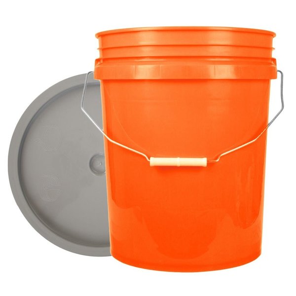 World Enterprises Bucket, 12 in H, Orange and Gray 5ORG,345GRY